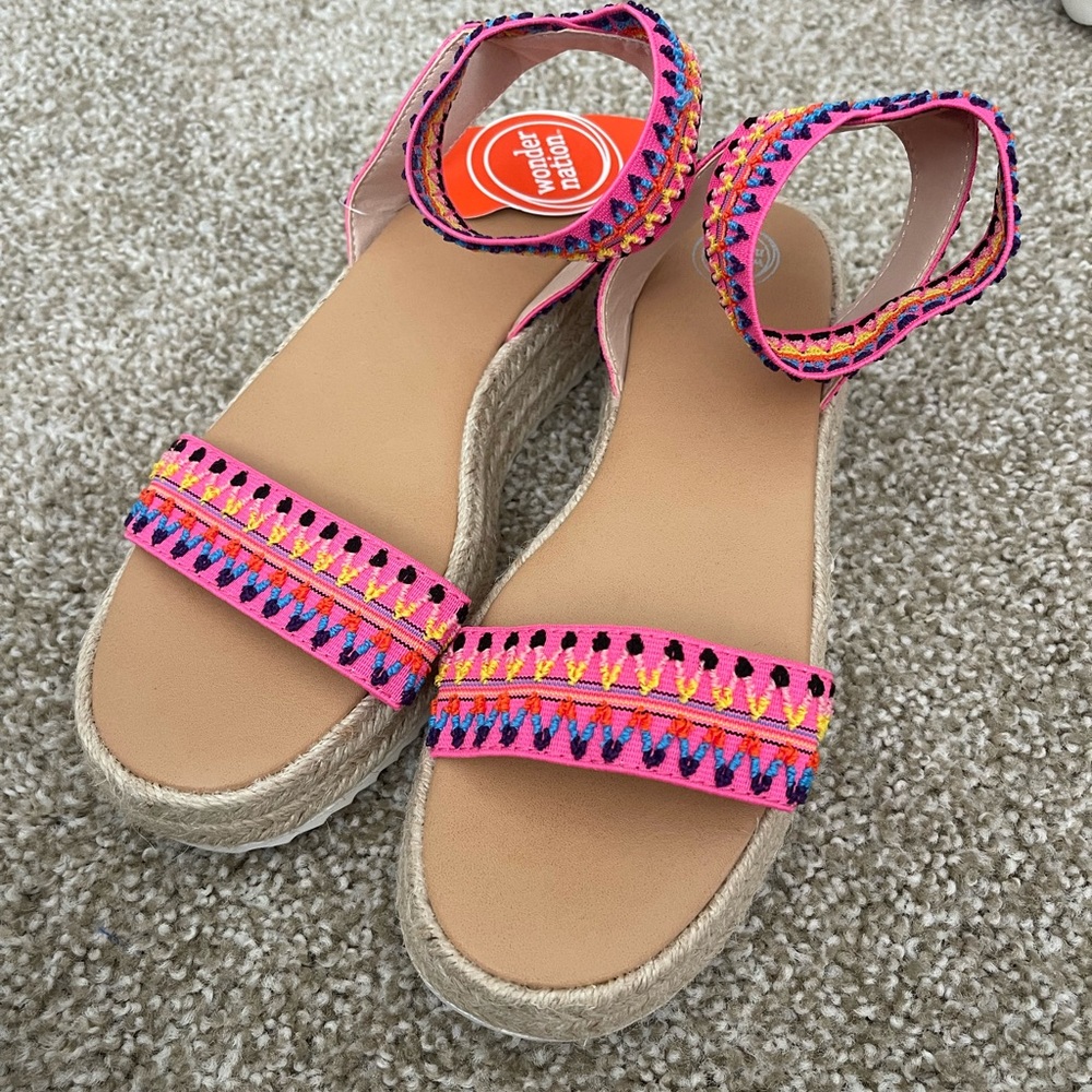 Girls wedge sandals size 5 colorful